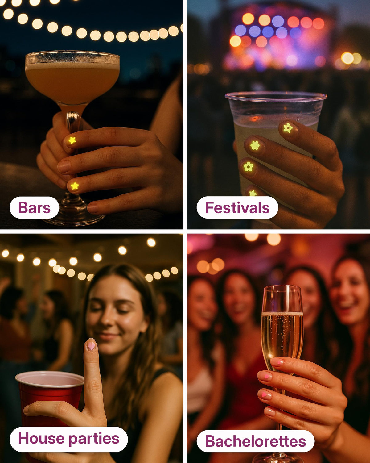 Nail stickers at bars, festivals, house parties and bachelorettes